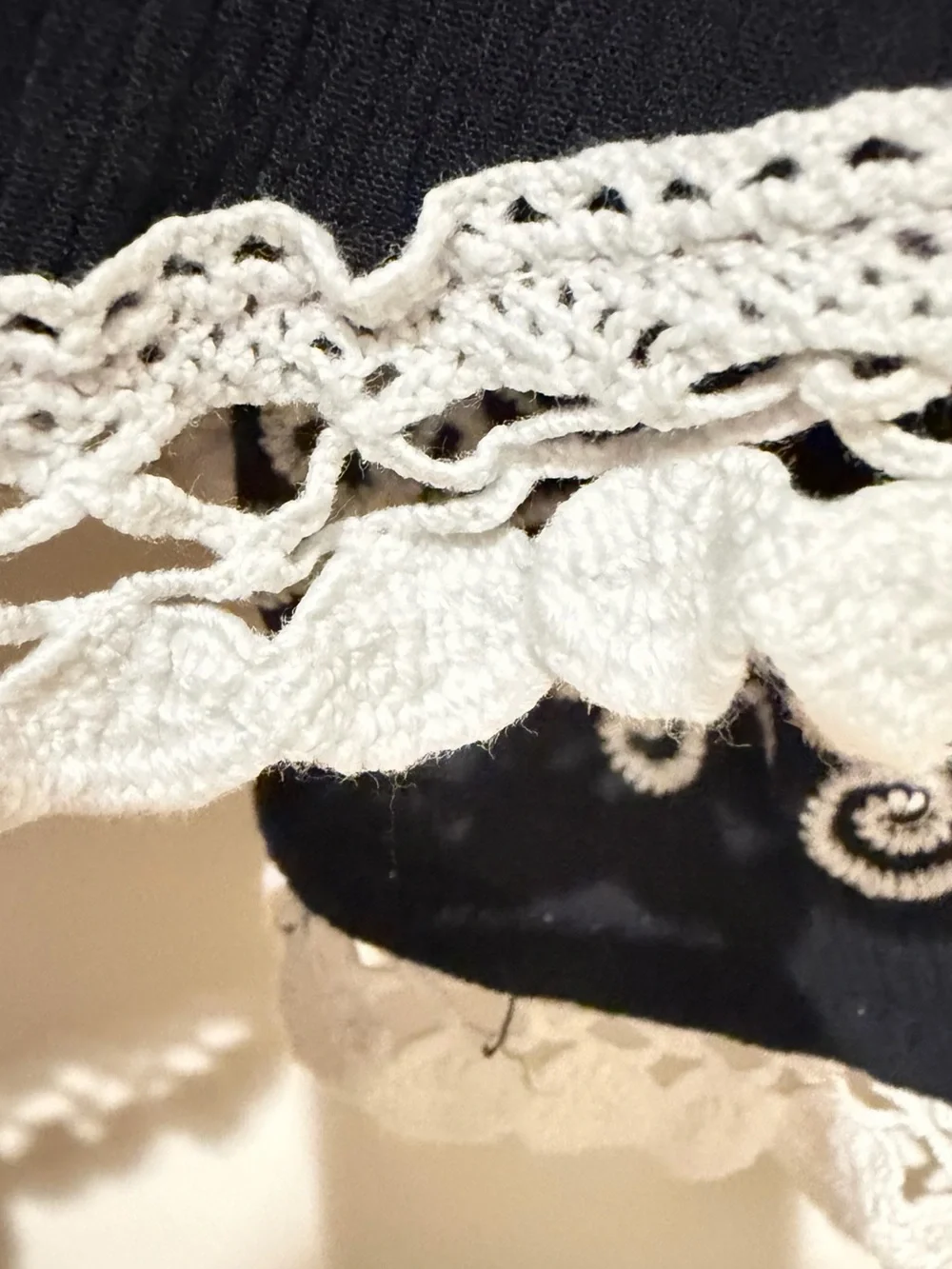 Maurices Black Sleep Tank with White Lace Trim